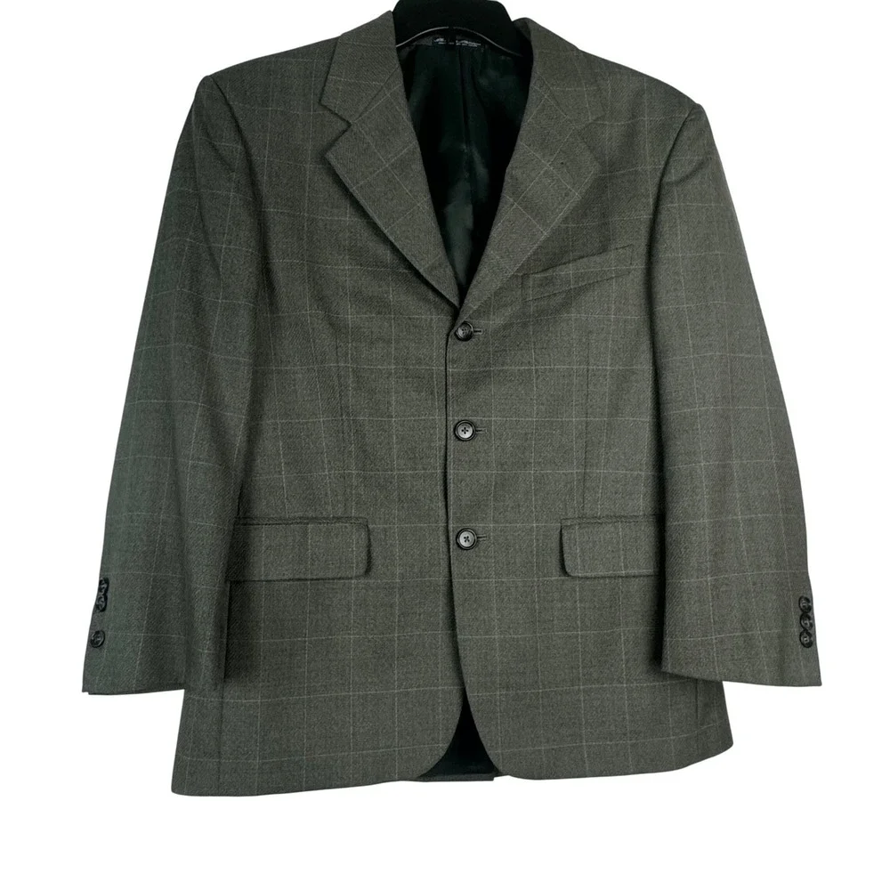 Kilburne and Finch Fine‎ Clothiers Men's Wool Blend Plaid Blazer Coat 38S Grey